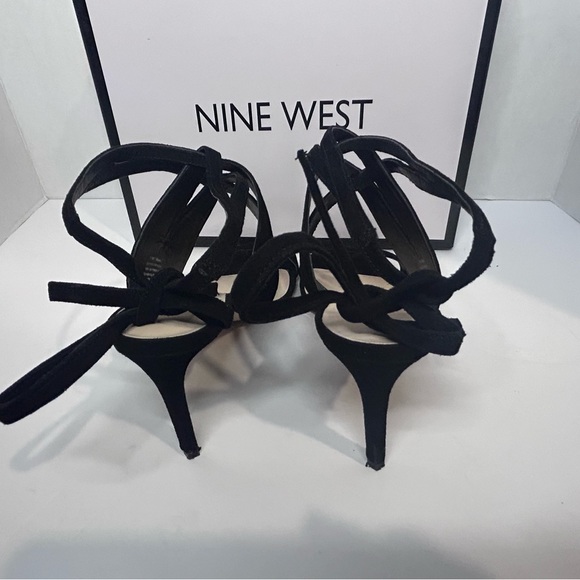 Nine West Sexy Black Suede Ankle tie Heels - Picture 11 of 14